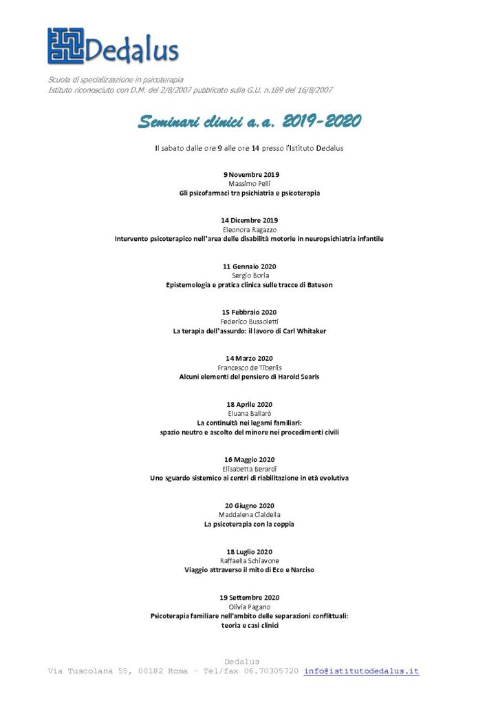 Calendario Seminari 2019-2020