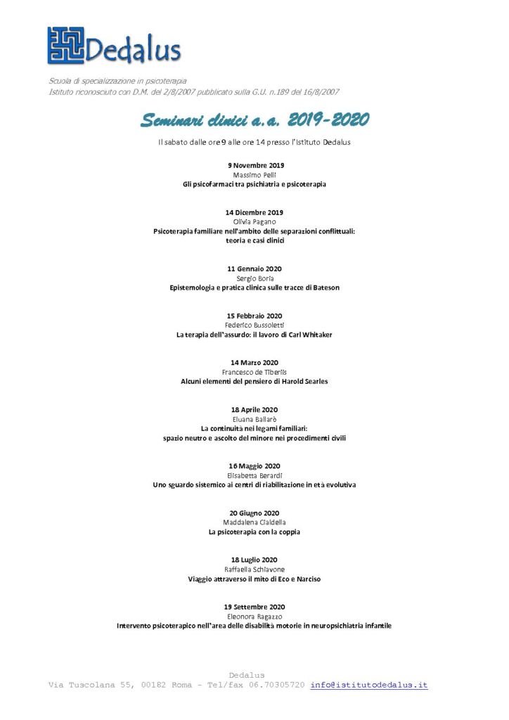 Calendario Seminari 2019-2020
